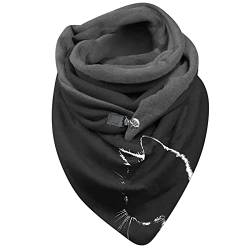 Damen Schal Winter Frauen Schal Mit Knöpfen Elegant Klassischer Persönlichkeit Katze Motiv Dreieck Herbstschal Winterschal Mit Button Weicher Scarf Valentinstag Frau Geschenk von Soupliebe