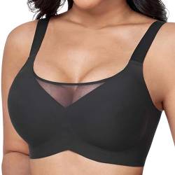 Damen Soft BH Ohne Bügel Modisch Mesh BH Nahtloser BH Atmungsaktiv Bralette Damen Minimizer BHS Schlaf BH Mit ZusäTzlicher Soft BH BH-VerläNgerung Comfit BH für Schlafen Yoga Bra von Soupliebe