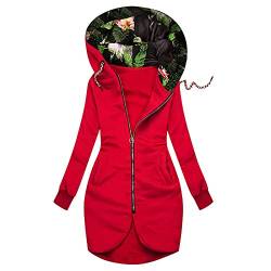 Damen Softshellmantel Kurzmantel mit Kapuze Gefüttert Übergangsjacke Softshelljacke Kapuzenjacke Mantel Damen Elegant Sweatjacke Reißverschlus Langarm Damenjacken für Frühjahr Herbst von Soupliebe