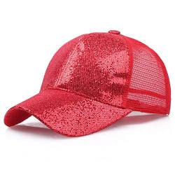 Kappe Damen Sommer Glitzer Sommer Atmungsaktiv Basecap Tennis Vintage Sonnenhut Sonnenschutz Running Einfarbig Retro Outdoor Hip-Pop Trucker Cap Polocap Laufcap Sportkappe von Soupliebe