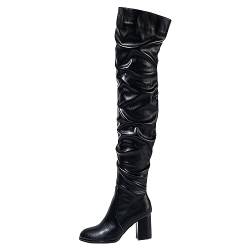 Overknees Stiefel Damen Oberschenkelhohe Stiefel Mit Blockabsatz Herbst Kniestiefel Overknees Stiefel Damen Stiefel Schwarz Warme Weitschaftstiefel Mit Absatz Wildleder Damenstiefel Lackstiefel von Soupliebe