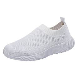 Sneaker Damen Weiße Komfortabel Mesh Sportschuhe Wasserdicht Elegant Sneaker Flach Leichtgewichts Jogging Cushion Rutschfeste Atmungsaktiv Schuhe Laufschuhe Halbschuhe Joggingschuhe Fußballschuhe von Soupliebe