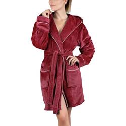 Soupliebe Bademantel Damen Flauschig Bademäntel Plüsch Fleece Kleidung Gürtel Robe Mit Taschen Pyjama Flanell Mit Kapuze Schlafanzug Mädchen Flauschig Reisebademantel Nachthemd von Soupliebe