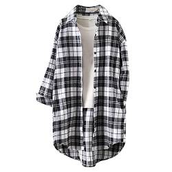 Soupliebe Flanellhemd Damen Karierte Bluse Langarm Karo Flanell Hemden Baumwolle Button-Down Holzfäller Hemdbluse Holzfällerhemd Damen Für Alltag von Soupliebe