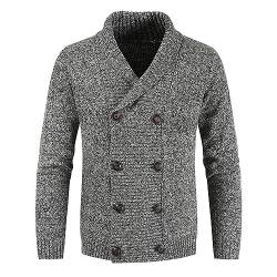 Soupliebe Strickjacke Herren Strickjacken Warm Knopfleiste Sweatshirt Für Männer Strickjacke Cardigan Ohne Kapuze Schalkragen Strickfleecejacke Langarm Mode Strickfleecejacke von Soupliebe