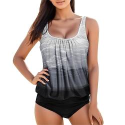 Soupliebe Tankini Damen Bauchweg Zweiteilig Badeanzug, Tankini Oberteil mit Badeshorts, Elegant Sommer Badeanzüge, Strand Schwimmanzug, Bikini Tank Top und Shorts von Soupliebe