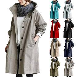 Soupliebe Trenchcoat Damen Lang Kapuze Herbst Elegant Winter Windbreaker Leicht Atmungsaktiv Grosse Grössen Dünn Winterjacke Lang Wintermantel von Soupliebe