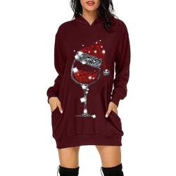 Soupliebe Weihnachtskleid Damen 2023 Weihnachten Kapuzenkleid Damen Weihnachten Strickkleid Damen Kapuzenpullover Langarm Weihnachtskleid Damen Partykleid Damen Weihnachtskleidung von Soupliebe