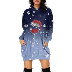Soupliebe Weihnachtskleid Damen Weihnachten Sweatshirt Winter Langarmshirt Weihnachtspullover mit Komisch gedruckt Xmas Outfit von Soupliebe