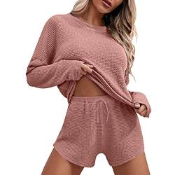 Zweiteiler Damen Sommer Casual Sexy Musselin Set Bequeme 2 Teiler Freizeitanzug Elegant Loungewear Hausanzug Sommer Outfit Schlafanzug von Soupliebe