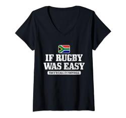 Südafrika Wenn Rugby einfach wäre, würde es Fußball heißen T-Shirt mit V-Ausschnitt von South Africa Rugby Apparel Co.