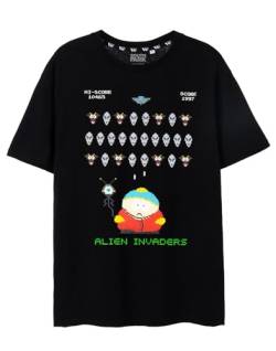 South Park Cartman 8-Bit Alien Invasion Herren Schwarzes T-Shirt | Urkomisches Retro-Gaming-Grafik-T-Shirt - pixelige Lacher inklusive | Kurzärmelig & bequem von South Park