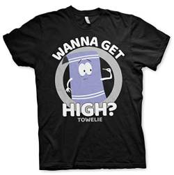 South Park Offizielles Lizenzprodukt Towelie - Wanna Get High Herren T-Shirt Groß & Hoch Herren T-Shirt (Schwarz), 3XL von South Park