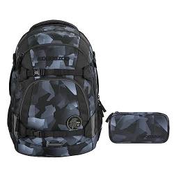 coocazoo MATE Schulrucksack-Set 2tlg inkl. Schlamperbox (Grey Rocks) von Southbag