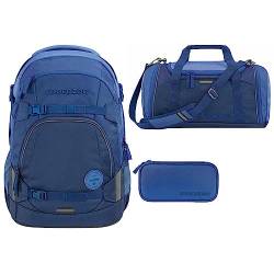 coocazoo MATE Schulrucksack-Set 3tlg inkl. Sporttasche und Schlamperbox (All Blue) von Southbag