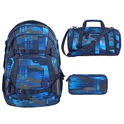 coocazoo MATE Schulrucksack-Set 3tlg inkl. Sporttasche und Schlamperbox (Deep Matrix) von Southbag