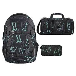 coocazoo MATE Schulrucksack-Set 3tlg inkl. Sporttasche und Schlamperbox (Reflective Graffiti) von Southbag