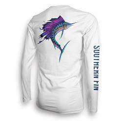 Angelbekleidung Fishing Shirt Herren Damen Fischerhemd UPF UV Langarm Hemd - (XX-Large, Sailfish) von Southern Fin Apparel