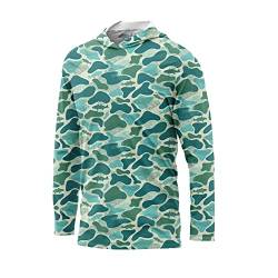 Performance Fishing Hoodie Shirt für Männer und Frauen UPF UV 50+ leicht mit Kapuze, Green Camo, XL von Southern Fin Apparel