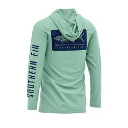 Performance Fishing Hoodie Shirt für Männer und Frauen UPF UV 50+ leicht mit Kapuze, Seagrass, L von Southern Fin Apparel