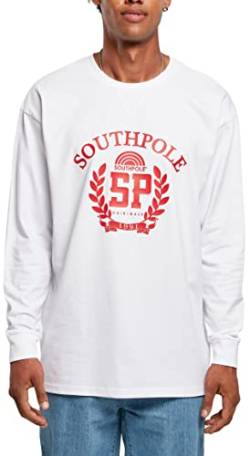 Southpole Herren Southpole College Longsleeve T-Shirt, Weiß, M von Southpole