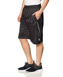 Southpole Herren Sportliche Fitness Netzstoff mit Taschen, leicht, schnell trocknend, atmungsaktiv Shorts, Schwarz/Schwarz, XXX-Large Groß von Southpole