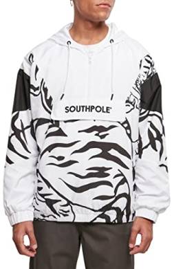 Southpole Men's Tiger Windbreaker Jacke, White/Black, M von Southpole