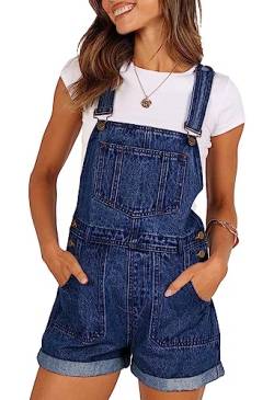 Sovoyontee Damen Jean Shortalls Klassische Verstellbare Träger Denim Bib Overalls Shorts Strampler Sommer Jumpsuits Blau M von Sovoyontee