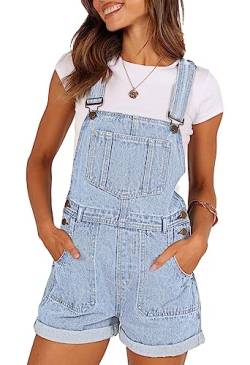 Sovoyontee Damen Jean Shortalls Verstellbare Träger Denim Bib Overalls Shorts Strampler Sommer Jumpsuits Himmelblau M von Sovoyontee