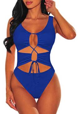 Sovoyontee Damen Sexy Einteiler Badeanzüge Cheeky Bikini Badeanzug - Blau - Medium von Sovoyontee