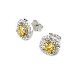 Sovrani Ohrringe für Damen aus der Kollektion Luce. Ohrringe aus 925er Silber mit Zirkonia und gelbem Zirkonia, das Schmuckstück hat die Maße: 1 cm. Die Referenz: J8601 von Sovrani