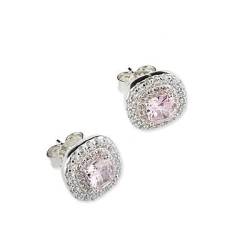 Sovrani Ohrringe für Damen aus der Kollektion Luce. Ohrringe aus 925er Silber mit Zirkonia und rosa Zirkonia, das Schmuckstück hat die Maße: 1 cm. Die Referenz lautet: J8604 von Sovrani