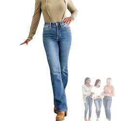 Holy Grail Tummy Control Bootcut Jeans, Holy Grail Bootcut-Jeans, Bootcut-Jeans für Damen, Damen-Jeans mit Hoher Taille Dehnbar (Blue Regular,M) von Sovtay