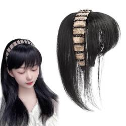 Kunsthaarfranse mit Haarband, Perücke mit Stirnband, Pony Perücke Stirnband, Synthetische Perücken Stirnband für Frauen und Mädchen (Natural Black) von Sovtay