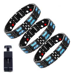 Noruion Far-Infrarot-Ionen-Armband, Magnetarmband Magnetbänder Für Herren Herrenarmband Längenverstellbar Mit, Noruion Far Infrared Ionizer Wristband, Titanium Power Magnetic Bracelet (3pcs) von Sovtay