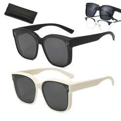 Snap Shades passen über Sonnenbrillen für Damen und Herren, Snapshades passen über Sonnenbrillen, Polarisierte Überbrillen-Sonnenbrille mit UV-Schutz, Leicht (2 Colors A) von Sovtay