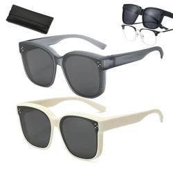 Snap Shades passen über Sonnenbrillen für Damen und Herren, Snapshades passen über Sonnenbrillen, Polarisierte Überbrillen-Sonnenbrille mit UV-Schutz, Leicht (2 Colors B) von Sovtay