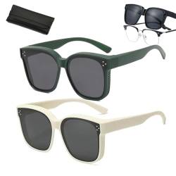 Snap Shades passen über Sonnenbrillen für Damen und Herren, Snapshades passen über Sonnenbrillen, Polarisierte Überbrillen-Sonnenbrille mit UV-Schutz, Leicht (2 Colors C) von Sovtay