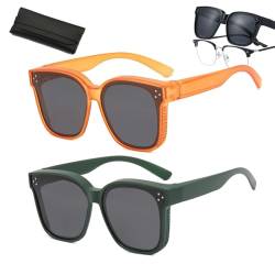 Snap Shades passen über Sonnenbrillen für Damen und Herren, Snapshades passen über Sonnenbrillen, Polarisierte Überbrillen-Sonnenbrille mit UV-Schutz, Leicht (2 Colors F) von Sovtay