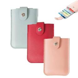 Sovtay Cardcarie - Pull-Out Card Organizer, Stackable Pull-Out Card Holder, Pink Chloe Pouch, Pull Out Credit Card Holder for Women, Casexey - Snap Closure Leather Organizer Pouch (3pc(C)) von Sovtay