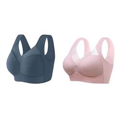 Wmbra BH, Wmbra Haltungskorrektur BH, Haltungskorrektur BH Damen Wmbra, Wmbra BH Für Seniorinnen Push Up, Wmbra Bügelloser BH, Wmbra Büstenhalter, Wmbra Lymph Pflege Turmalinfaser BH (2 Colors D,XL) von Sovtay