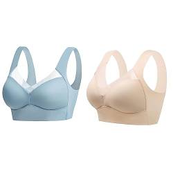 Wmbra Haltungskorrektur Bh Für Seniorinnen, Wmbra Bh Für Seniorinnen, Wmbra Bügelloser Bh, Wmbra Büstenhalter, Wmbra Lymph Pflege Turmalinfaser Bh Push up Bh Ohne Bügel Für Frauen (2 Colors C,L) von Sovtay