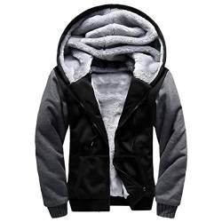 Hoodies für Herren Fleece-Jacke mit durchgehendem Reißverschluss, warme Jacken, dicke Mäntel, schwere Pullovershirts, A-schwarz/grau, Medium von Sovtemp