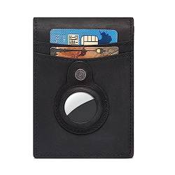 Soyeacrg Men's Genuine Leather Wallet with RFID Protection,Vintage Slim Minimalist Credit Card Holder with Money Clip,with AirTag Holder Smart Bifold Wallet,Black von Soyeacrg