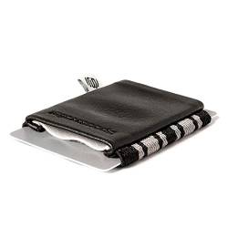 Space Products ® Veganer Reisegeldbeutel schwarz I Mini Wallet/Geldbörse I 15 Karten + Geldscheine + Münzen I Spacewallet Vegan Classic Business Black von Space Wallet