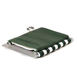 Space Wallet Echt-Leder Slim Wallet grün-gestreift - Sehr kleine Geldbörse/Portemonnaie - 15 Karten + Geldscheine - Kartenetui mit Scheinfach - Classic Tropic Green von Space Wallet