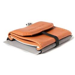 Space Wallet Space Products ® Mini Geldbörse für Frauen & Männer I Sehr kleines Echtleder Wallet/Portemonnaie mit Münzfach I 15 Karten + Geldscheine + Münzen I Pull Smokey Cognac von Space Wallet