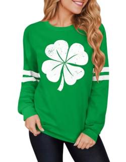 Spadehill St. Patrick's Day Damen-Sweatshirt, langärmelig, Kleeblatt mit vier Blättern, S von Spadehill