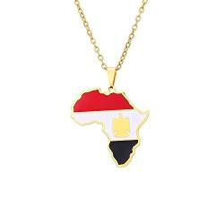 Sparctwer Afrikanische Nationalflagge Halskette Ägypten Karte Anhänger Halskette Geschenk Schlüsselbeinkette Anhänger Anhänger Hip-Hop Modeaccessoires Damen Herren Schlüsselbeinkette Pulloverket von Sparctwer