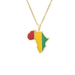 Sparctwer Afrikanische Nationalflagge Halskette Guinea-Karte Anhänger Halskette Geschenk Schlüsselbeinkette Anhänger Anhänger Hip-Hop Modeaccessoires Damen Herren Schlüsselbeinkette Pulloverkette von Sparctwer
